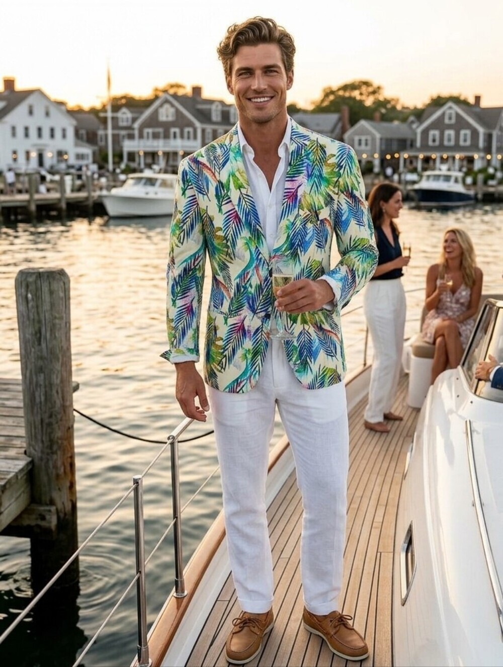TALLIA Multicolor Leaf Print Blazer, L - Picture 1 of 12